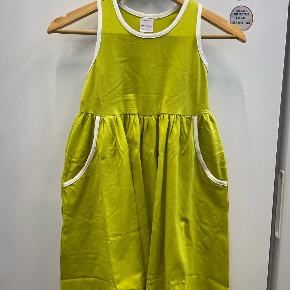 Hanna Andersson Lime Green Dress with White Accents